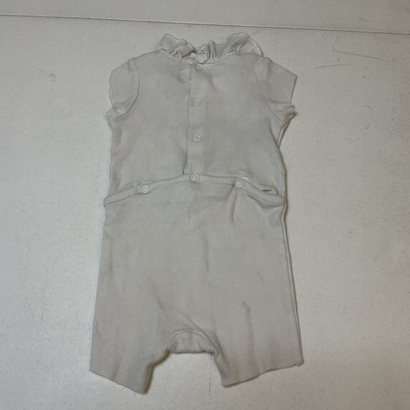 Analogie Ribbed Ruffle Collar Romper 9M Cream - Picture 3 of 5